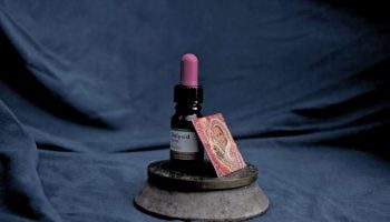microdosing bottle and a shaman's picture