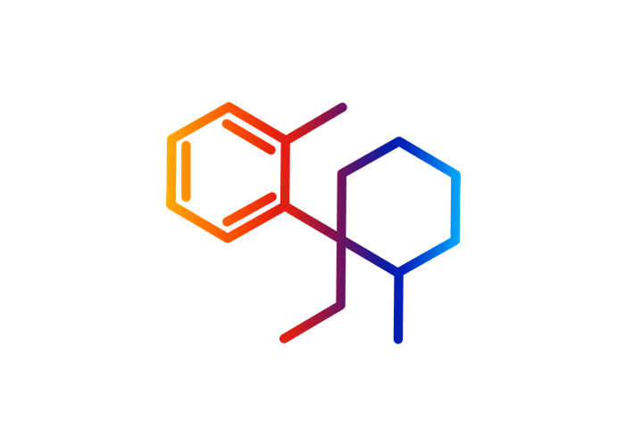 Ketamine chemical structure graphic in color