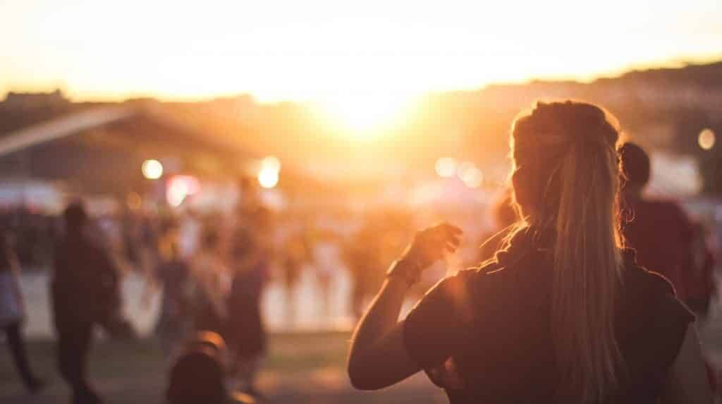 girl on the beach at the sunset