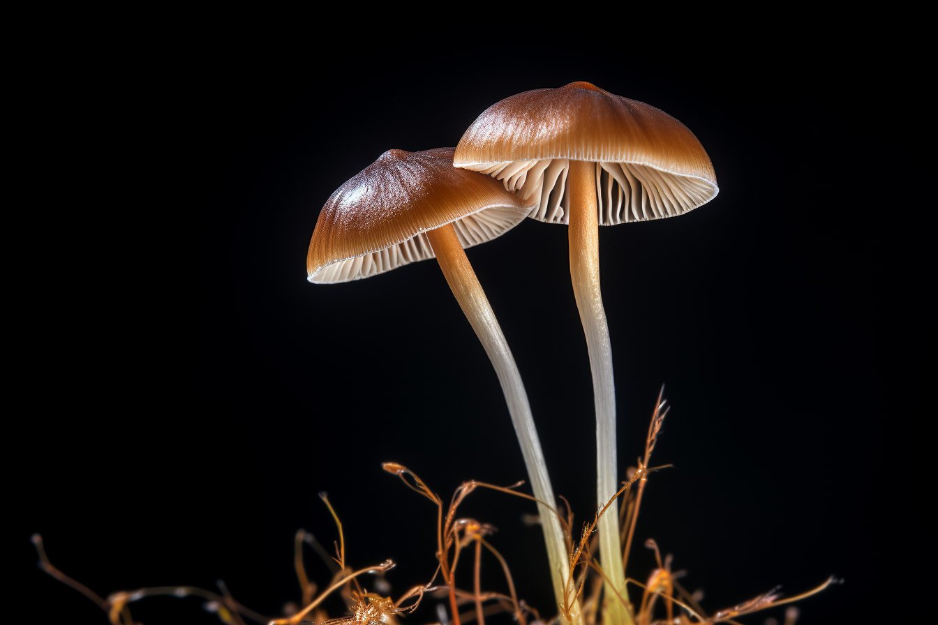 Psilocybe ovoideocystidiata mushroom close up-min