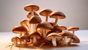 psilocybe allenii mushrooms on table-min